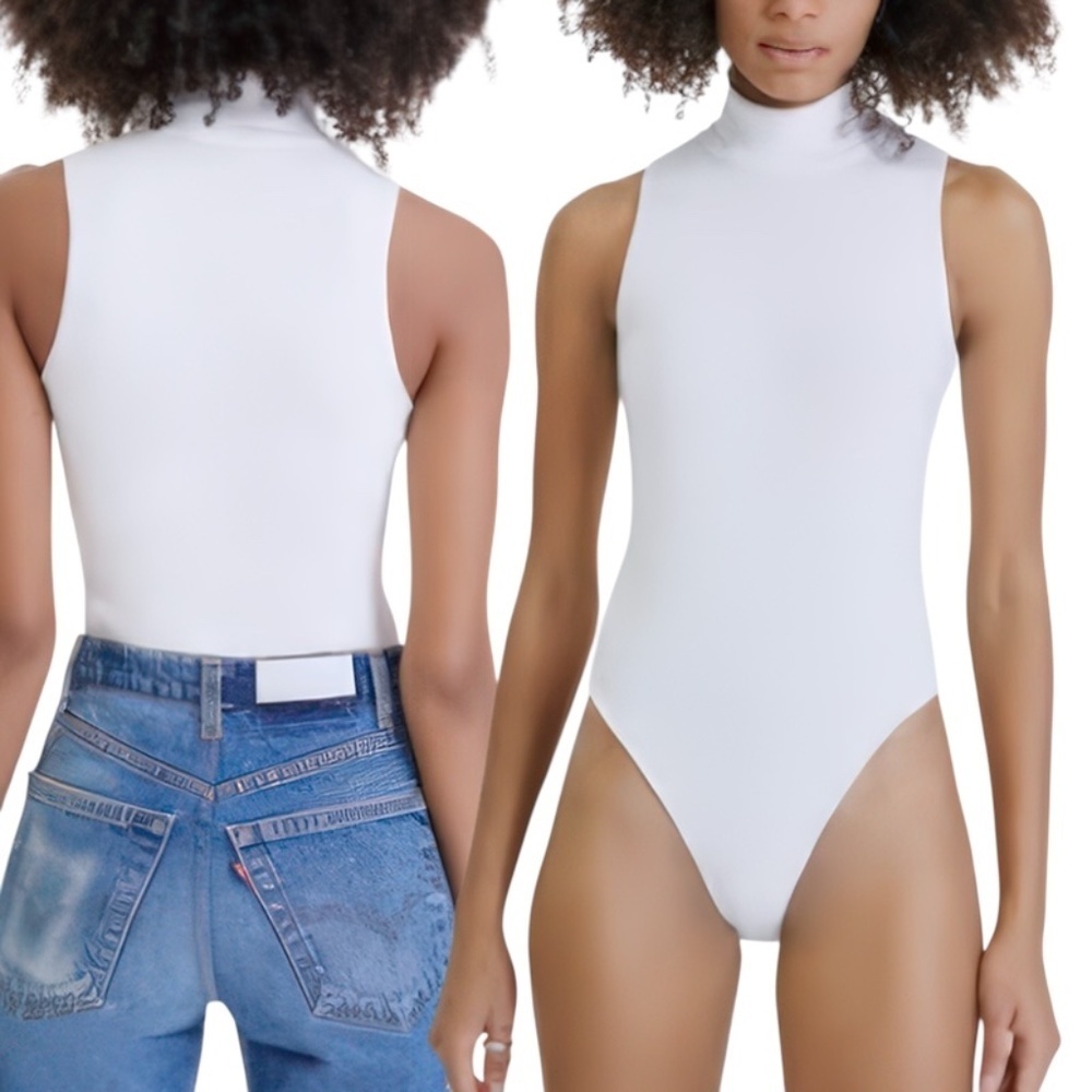 RE/DONE x Hanes 60s Sleeveless Mock Neck Ribbed Bodysuit